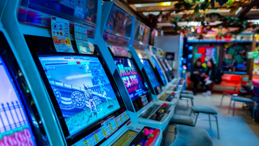 arcade game machine in a room