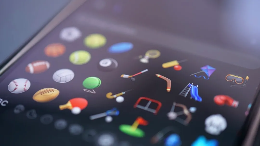 Sports icons are displayed on a phone's screen.